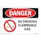 Signmission OSHA Danger Sign, No Smoking Flammable Gas, 7in X 5in Decal, 5" W, 7" L, Landscape OS-DS-D-57-L-1485 - alternate 1